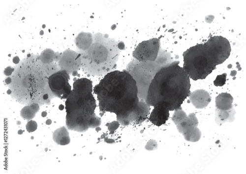 白い紙に墨と薄墨を無造作に垂らしたテクスチャ