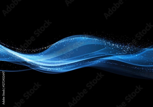 Blue and silver abstract wave border line certificate template. Swoosh elegant halftone futuristic graphic modern curve with light flares