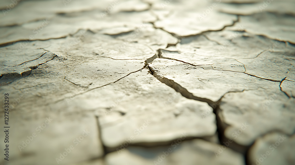 Obraz premium Close Up of Cracked Dry Pale Brown Earth Texture