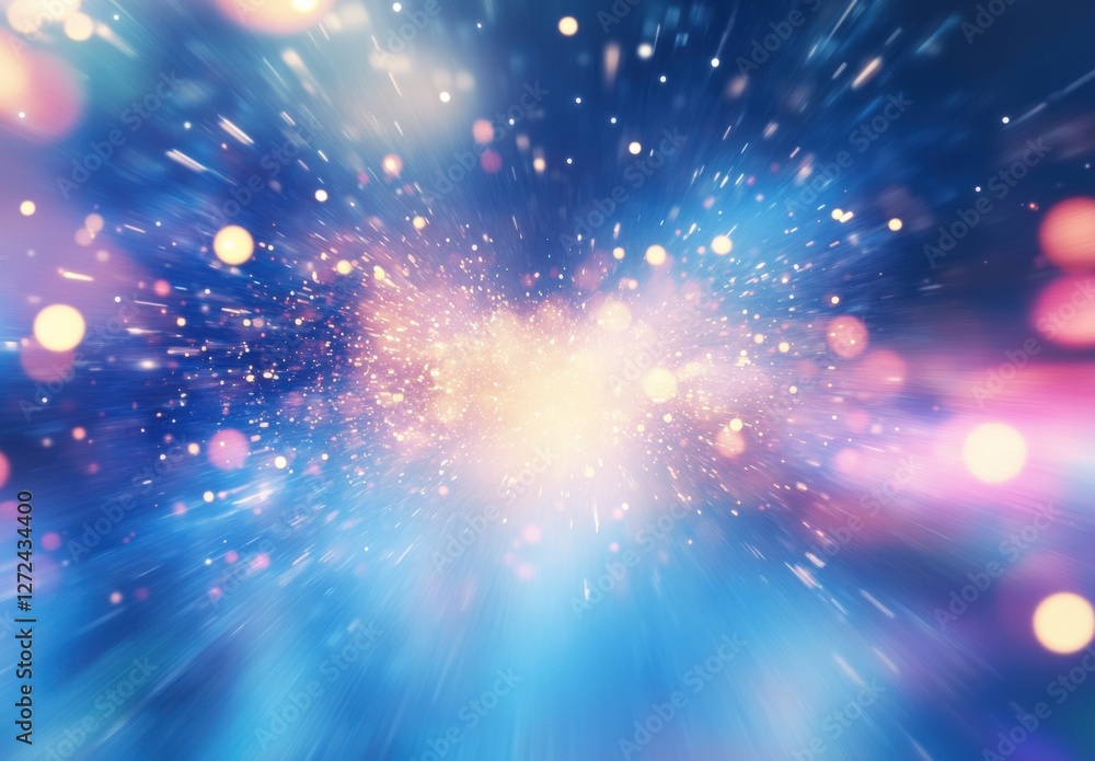 Blue Defocused Blurred Motion Abstract Background, Widescreen