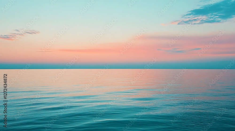Obraz premium Serene Ocean Sunset Pastel Sky Peaceful Waterscape
