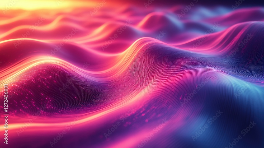 Abstract Pink and Blue Wave Pattern Design