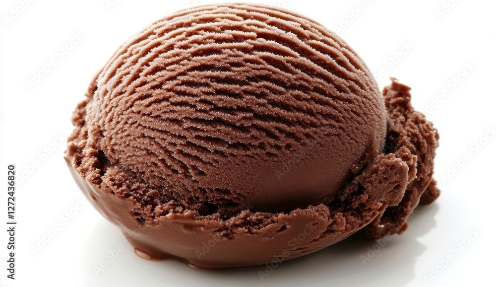 Obraz premium Rich and Creamy Chocolate Ice Cream Scoop on a White Background