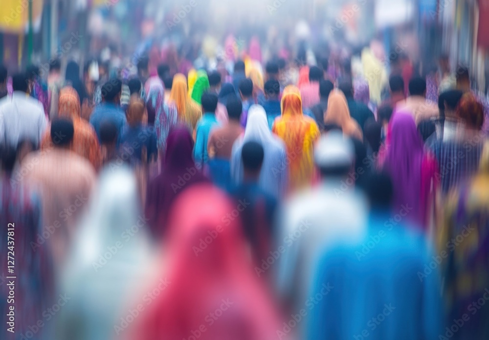 Blurred Crowd of People, unrecognizable crowded population as blur at wagah border Blurred Crowd of People, unrecognizable crowded population as blur at wagah border