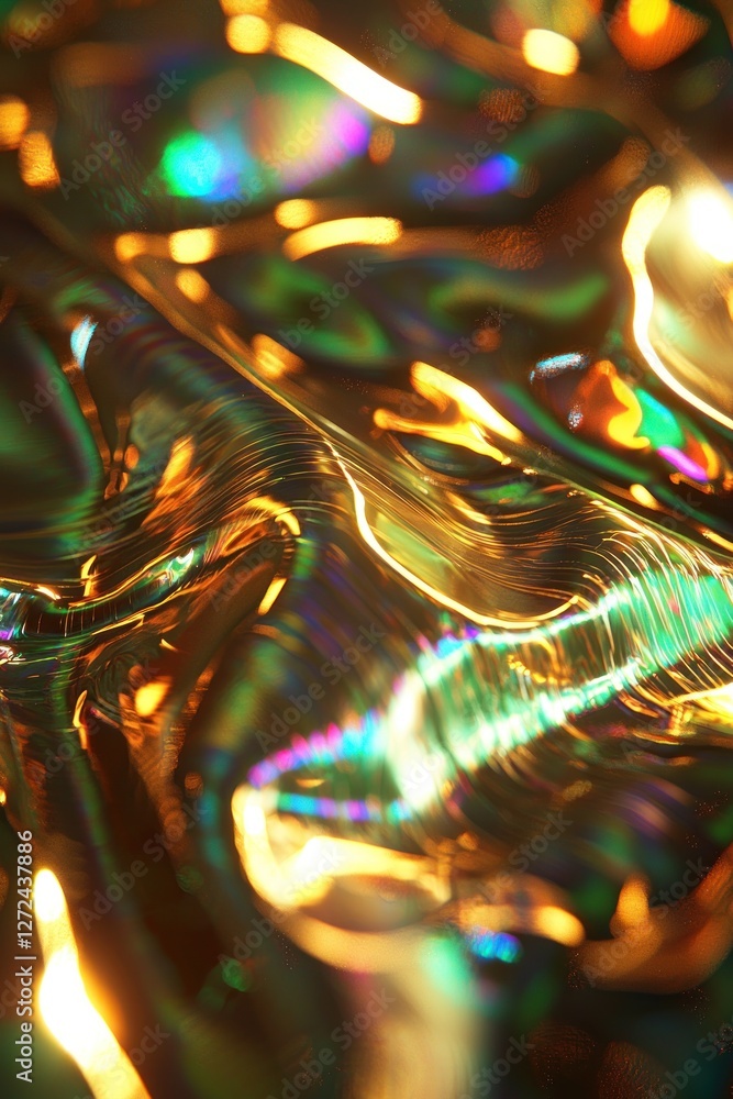 Abstract Golden Iridescent Waves Flowing Light Abstract Golden Iridescent Waves Flowing Light