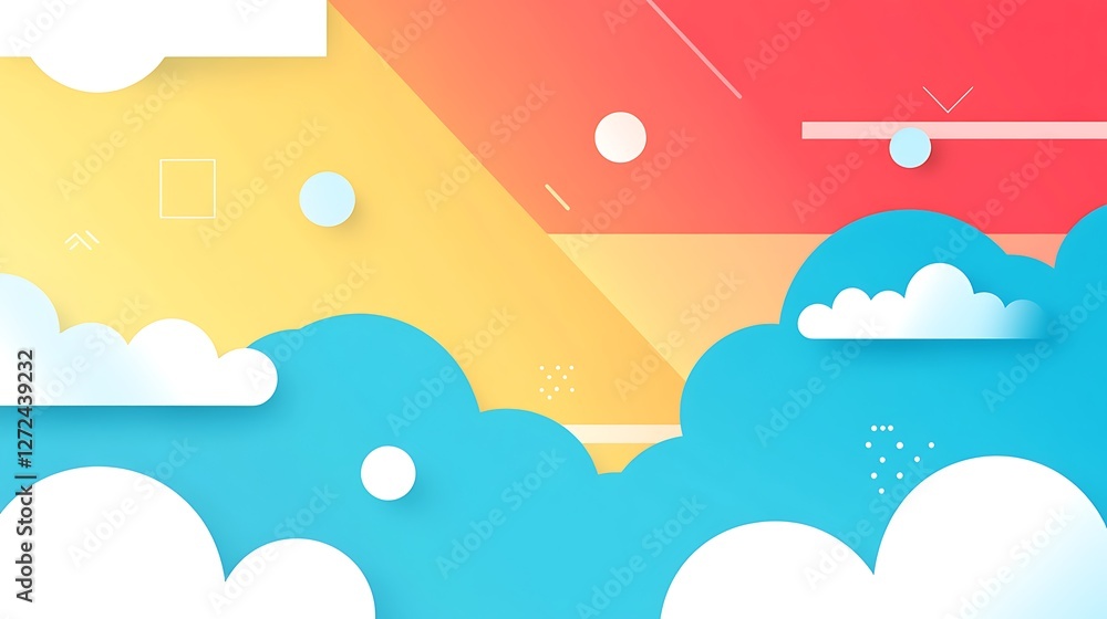 Abstract Colorful Cloudscape Design With Geometric Shapes Abstract Colorful Cloudscape Design With Geometric Shapes