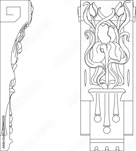 sketch vector silhouette illustration cornice column carving pattern decoration ornament classic ethnic traditional 