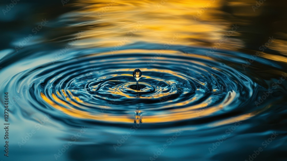 Close-Up of Captivating Liquid Droplet Creating Ripples in Water Close-Up of Captivating Liquid Droplet Creating Ripples in Water