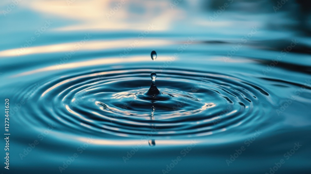Captivating Close-Up of a Liquid Droplet Creating Ripples on Water Captivating Close-Up of a Liquid Droplet Creating Ripples on Water
