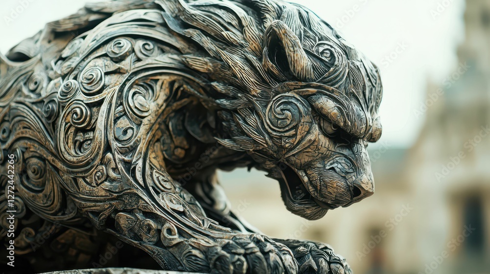 Captivating Sculpture of a Mythical Creature with Intricate Details Captivating Sculpture of a Mythical Creature with Intricate Details
