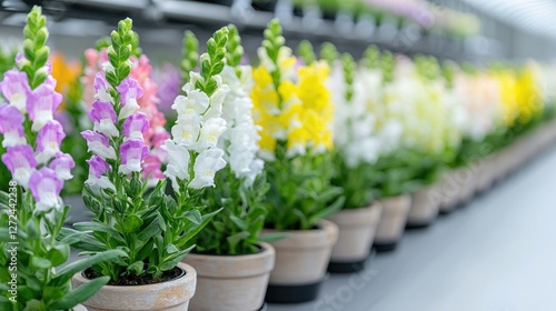 Wallpaper Mural Colorful snapdragons in pots, greenhouse display, retail Torontodigital.ca