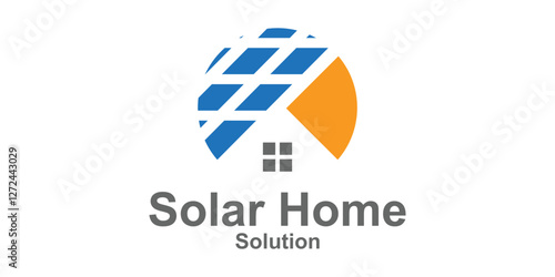 logo design combination of solar panels with houses, logo for environmentally friendly energy, electricity, volts, sun, symbol, icon, idea, creative.