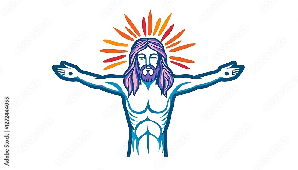 Colorful Abstract Representation of a Spiritual Figure with Radiance Colorful Abstract Representation of a Spiritual Figure with Radiance