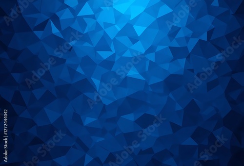 Abstract Blue Polygon Surface, Modern Low Poly Geometric Background