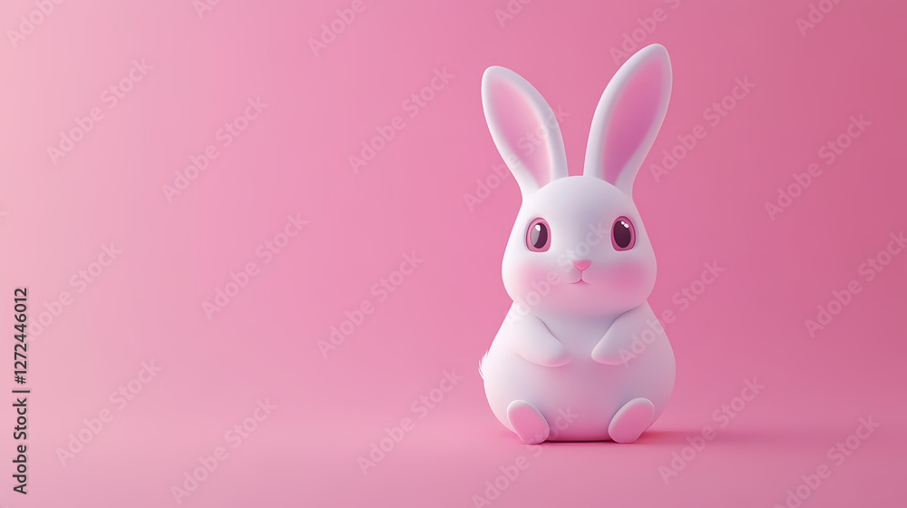 Cute Cartoon Rabbit with Big Eyes and Pink Cheeks Cute Cartoon Rabbit with Big Eyes and Pink Cheeks