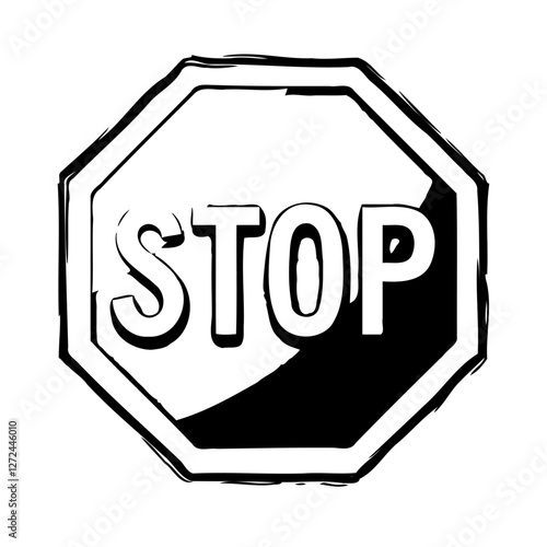 Drawn Stop Sign on White Background Graphic