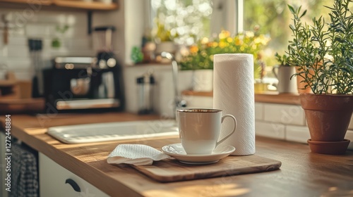 Wallpaper Mural Cozy Home Scene with Neatly Arranged Paper Towels and Cup Torontodigital.ca