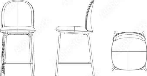 silhouette vector sketch illustration of modern dining chair detail design for relaxing in cafe and restaurant