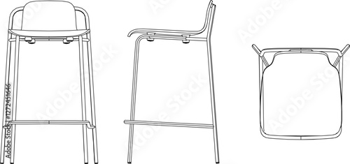 silhouette vector sketch illustration of modern dining chair detail design for relaxing in cafe and restaurant