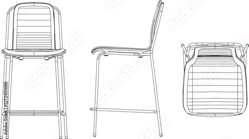 silhouette vector sketch illustration of modern dining chair detail design for relaxing in cafe and restaurant 