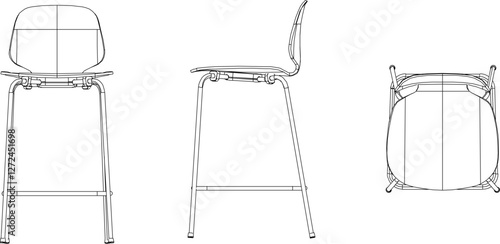 silhouette vector sketch illustration of modern dining chair detail design for relaxing in cafe and restaurant 