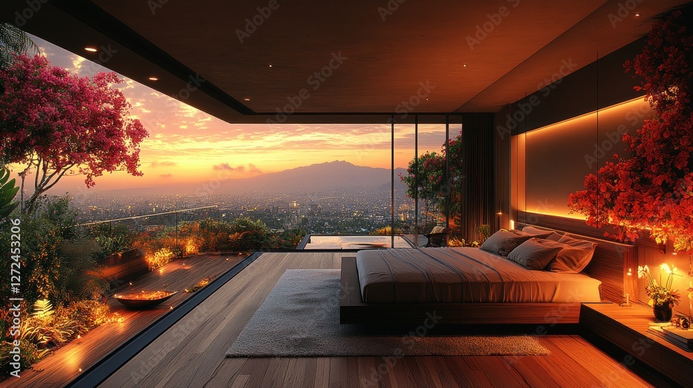 custom made wallpaper toronto digitalLuxurious Sunset View Master Bedroom Design