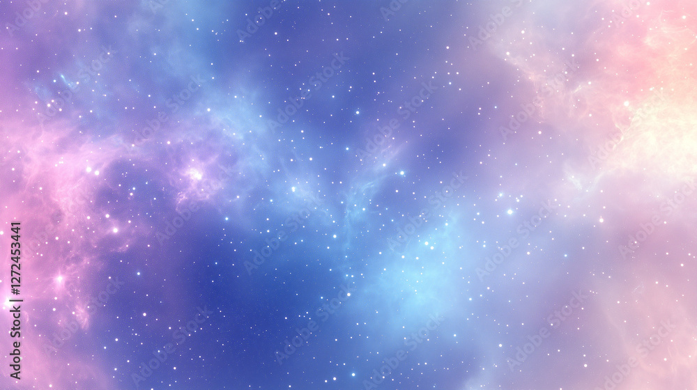 Fototapeta premium Gentle pastel Milky Way galaxy framed delicately, evoking serene cosmic beauty and dreamy celestial inspiration