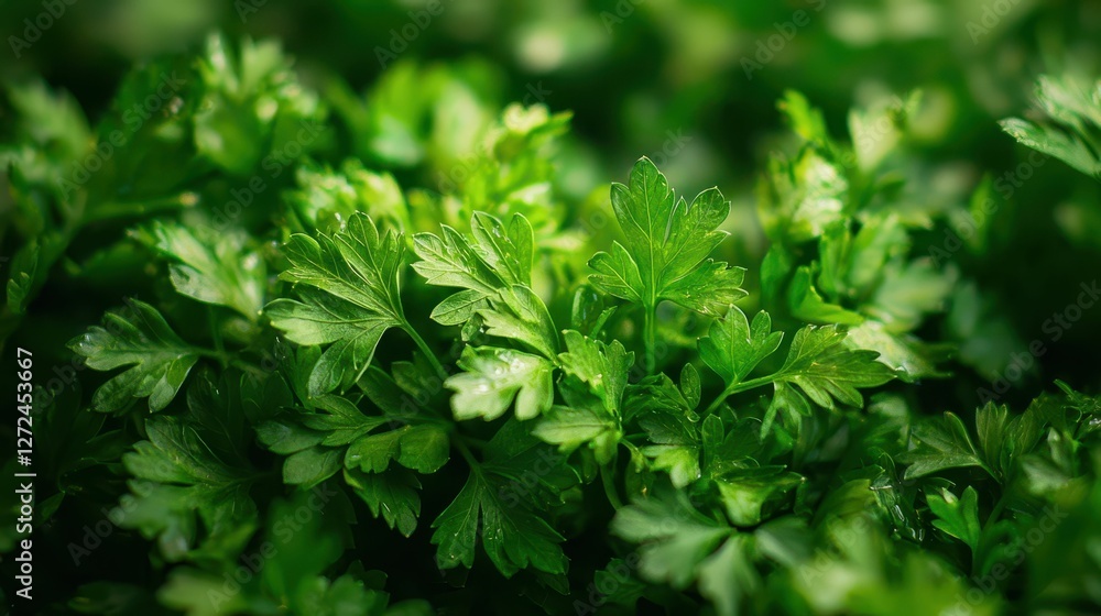 Lush Green Parsley Leaves in Detailed Culinary Shot Lush Green Parsley Leaves in Detailed Culinary Shot