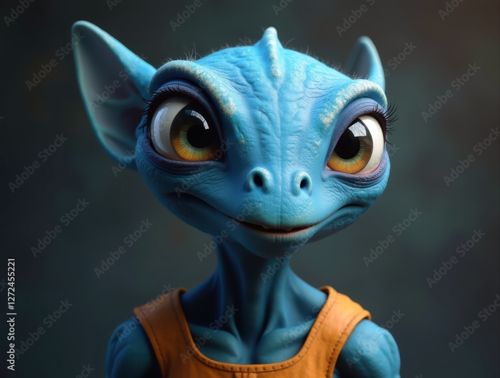 Friendly big blue alien posing in a studio portrait Friendly big blue alien posing in a studio portrait