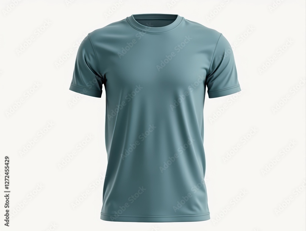 Teal t-shirt mockup displaying soft cotton fabric on white background Teal t-shirt mockup displaying soft cotton fabric on white background