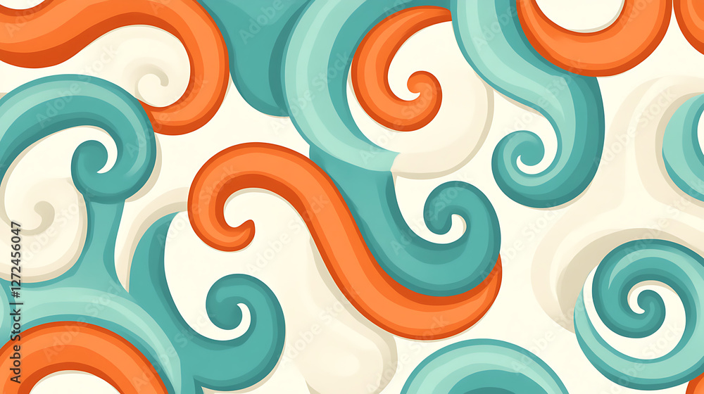 Fototapeta premium Swirling Colorful Abstract Pattern Design with Spirals and Waves Aesthetic Background Illustration.