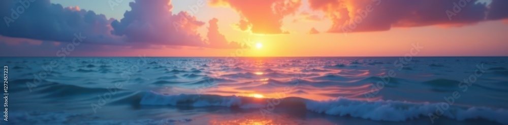 Dreamy, out-of-focus ocean and sky blend at sunset , ocean, coastal, tranquil Dreamy, out-of-focus ocean and sky blend at sunset , ocean, coastal, tranquil