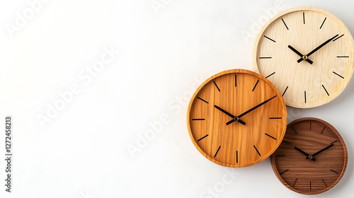 Wallpaper Mural Three Stylish Wooden Wall Clocks in Minimalist Interior Setting Torontodigital.ca