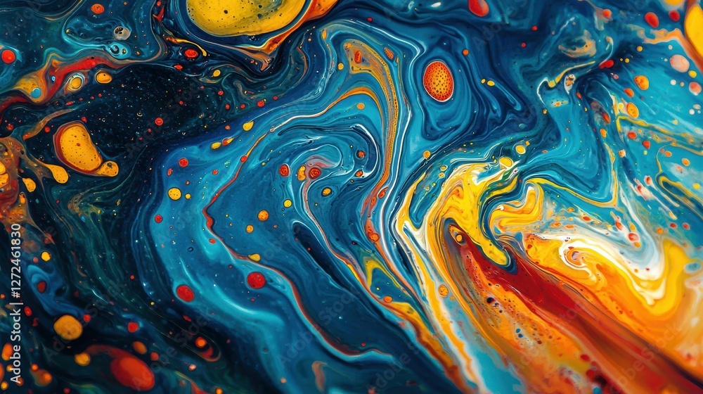 Dynamic Swirling Composition of Liquid Paint in Vivid Colors Dynamic Swirling Composition of Liquid Paint in Vivid Colors