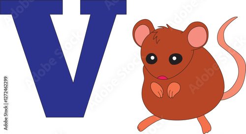 mouse vole next to the letter V