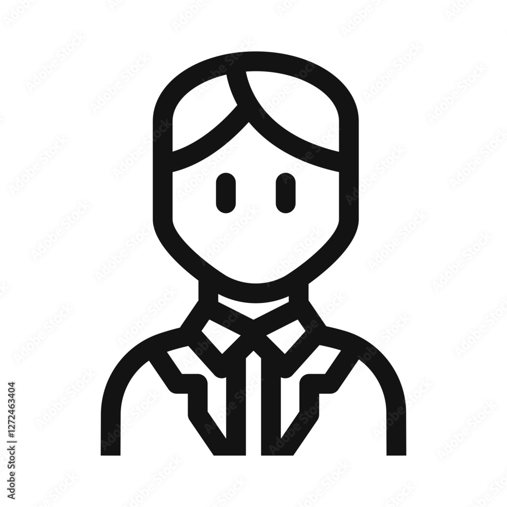 A black and white icon of a professional person wearing a collared shirt representing a dentist doctor or healthcare professional. A black and white icon of a professional person wearing a collared shirt representing a dentist doctor or healthcare professional.