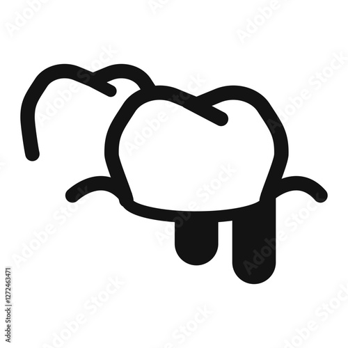 icon of molar teeth one with a dental implant or crown representing dental restoration prosthetics or tooth replacement.