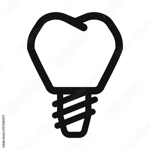 icon of a dental implant featuring a tooth with a screw-like base representing tooth replacement prosthetics or oral surgery.