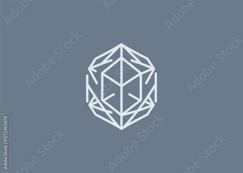 A crystalline logo symbolizing purity, energy, and mysticism with a geometric and elegant design.