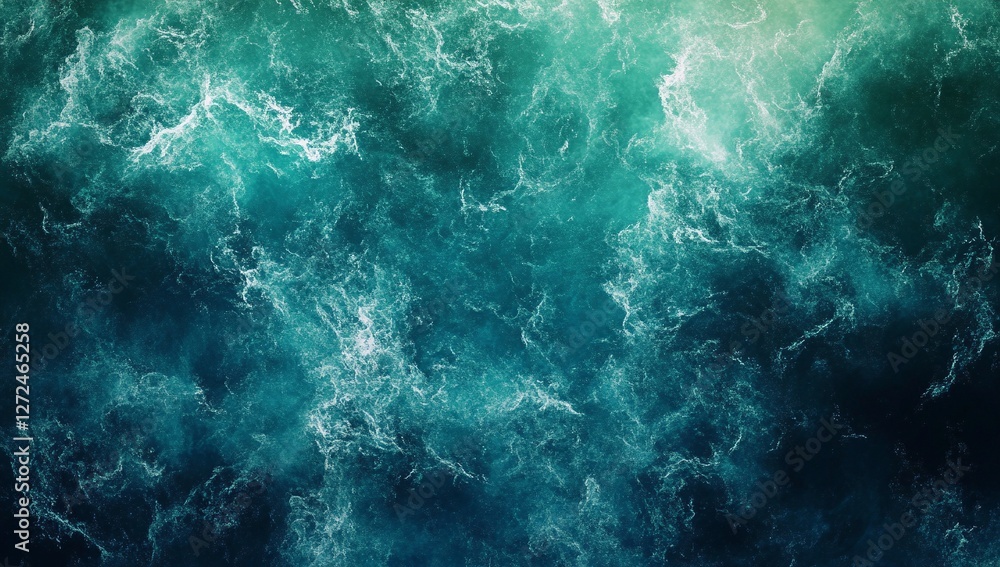 Abstract aerial view of ocean waves. Deep teal and turquoise water with whitecaps create a mesmerizing texture. Abstract aerial view of ocean waves. Deep teal and turquoise water with whitecaps create a mesmerizing texture.