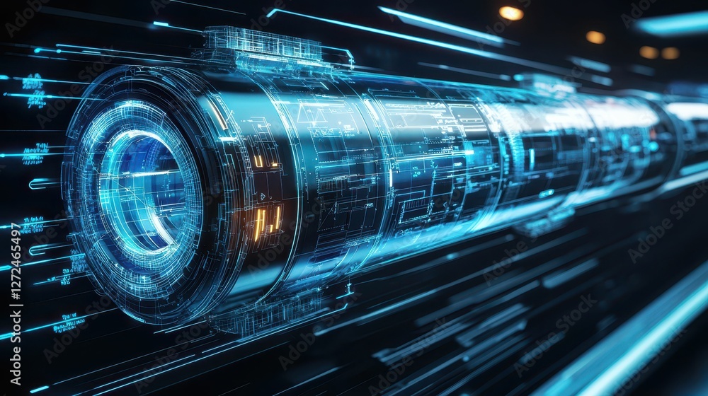 Futuristic Engineering Blueprint of Hyperloop Technology Concept Futuristic Engineering Blueprint of Hyperloop Technology Concept