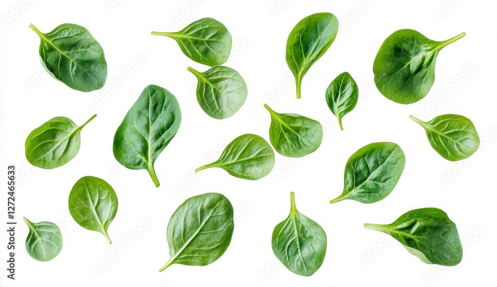 Fresh Green Spinach Leaves Isolated on White Background for Cooking Fresh Green Spinach Leaves Isolated on White Background for Cooking