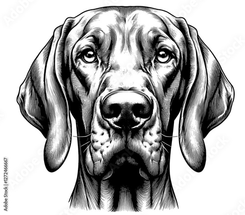 Hand drawn Vizsla portrait, vector sketch isolated on white background, SVG vector	