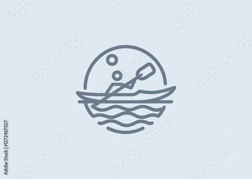 A sleek kayaking logo symbolizing adventure, outdoor sports, and exploration with a dynamic motion effect.