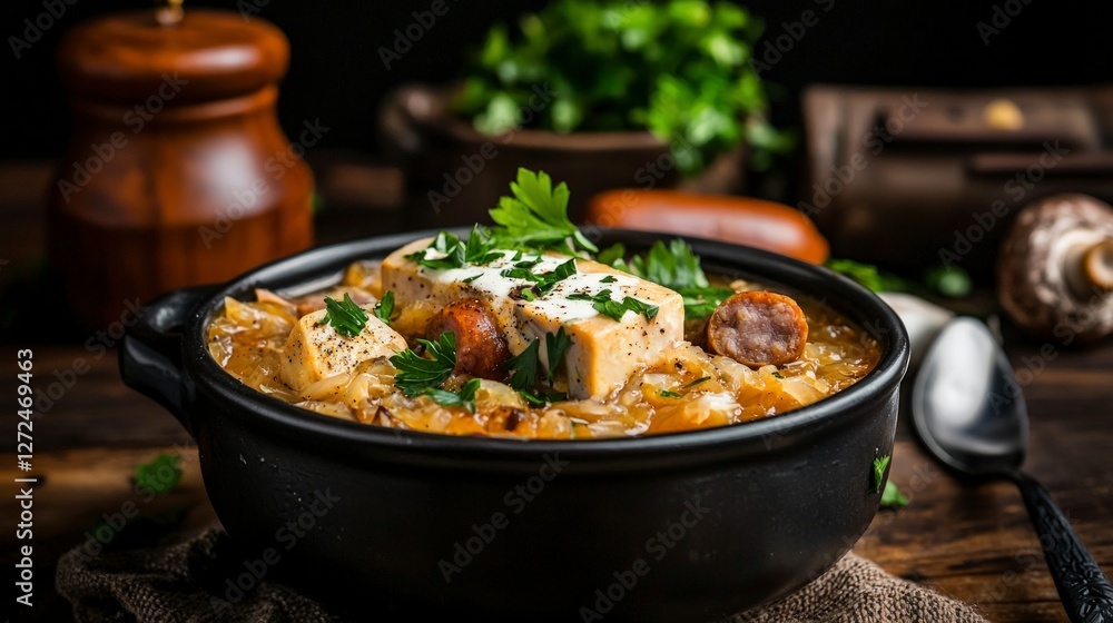 Hearty Polish Sauerkraut Stew with Sausage Mushrooms Hearty Polish Sauerkraut Stew with Sausage Mushrooms