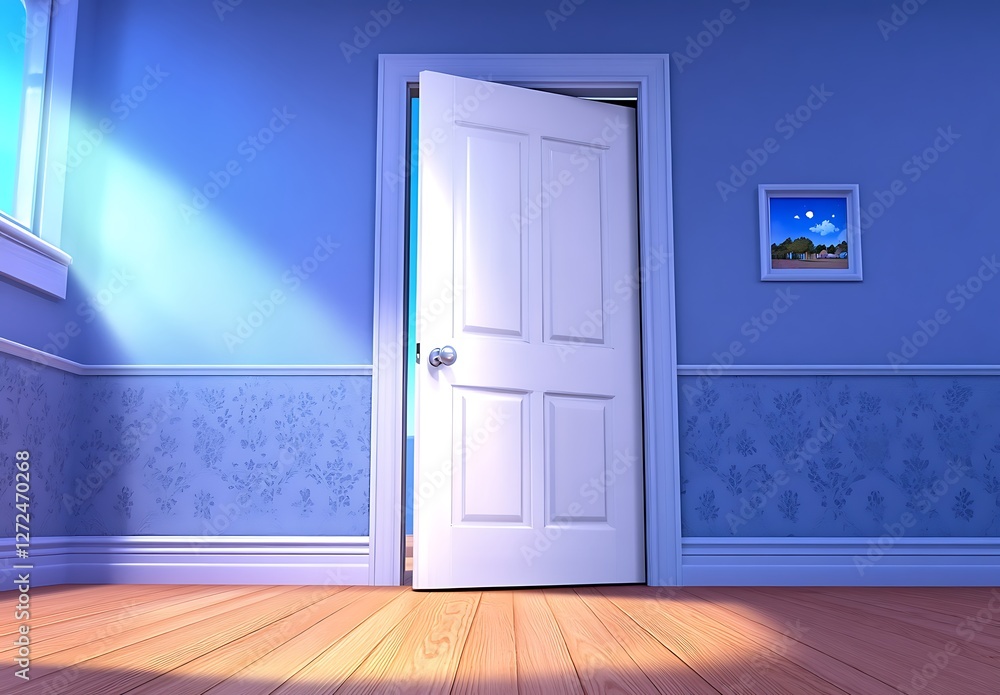 Light Streaming Through an Open Door in a Bright Room Interior Light Streaming Through an Open Door in a Bright Room Interior