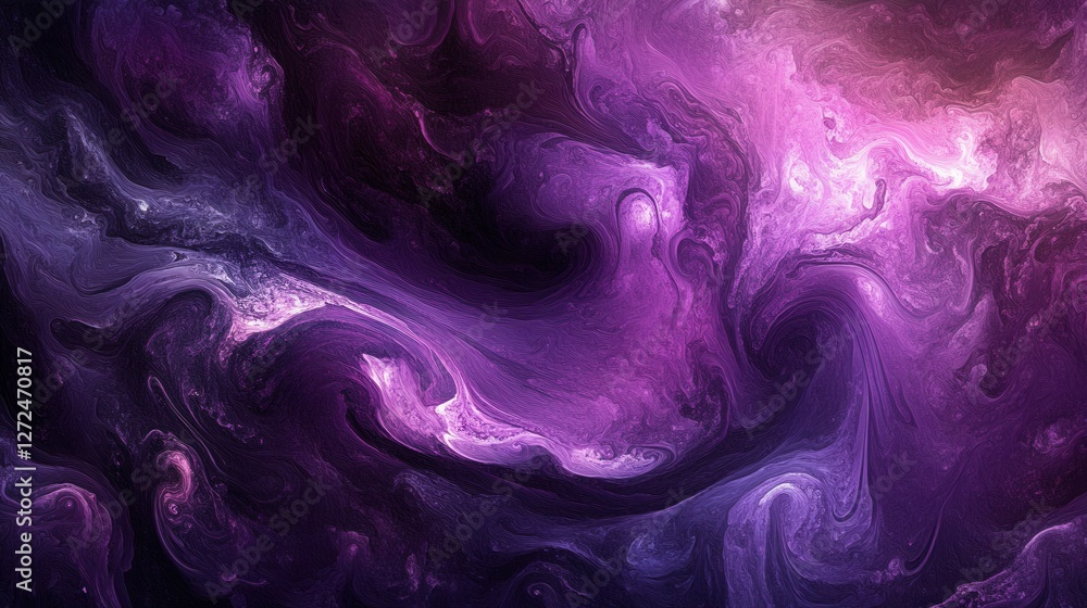 Fototapeta premium Abstract purple and pink swirling paint. Ideal for backgrounds, websites, or designs needing a vibrant, cosmic feel.
