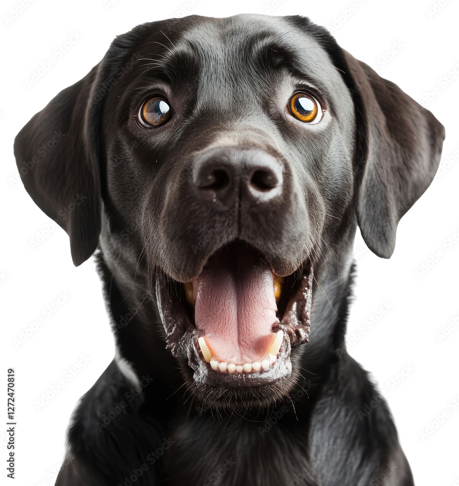 PNG Happy black Labrador dog portrait PNG Happy black Labrador dog portrait