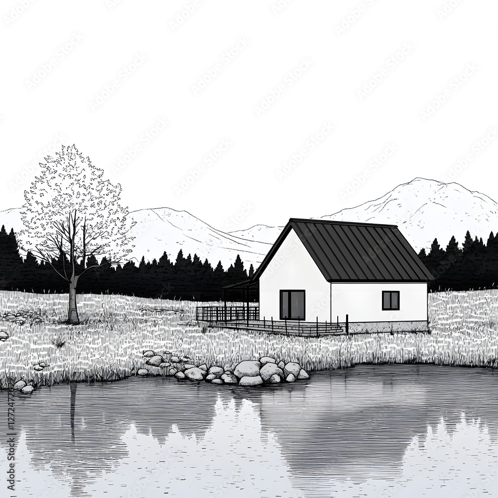 Fototapeta premium Serene Lakeside Retreat