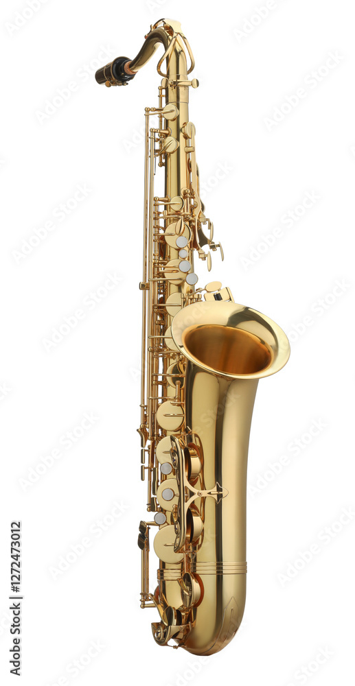Naklejka premium Jazz. One beautiful saxophone isolated on white